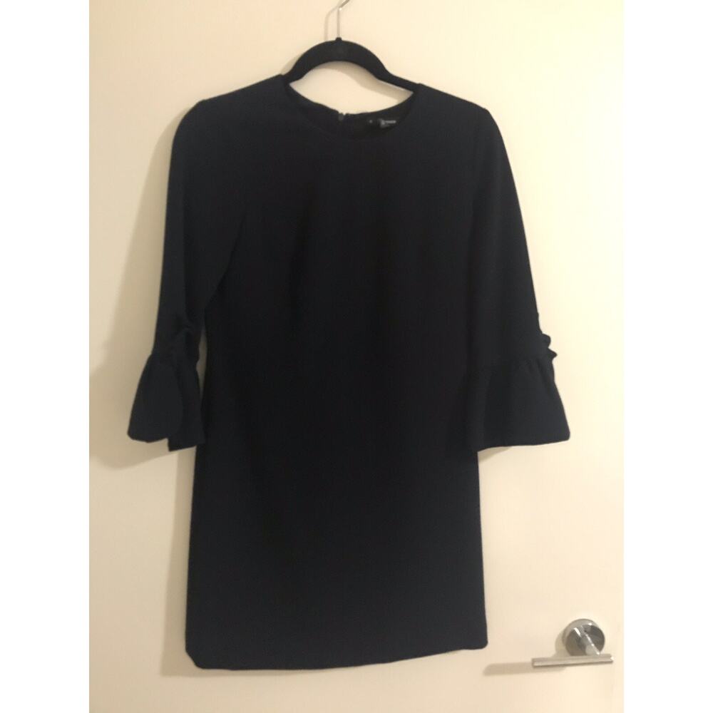 Women's Club Monaco Navy 3/4 Bell and Ruffle Sleeve Dress Size 0